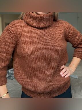 J. Crew Chunky Turtleneck Sweater in Rust